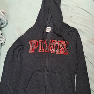 Victoria's Secret Dark Gray Hoodie with Red PINK Logo